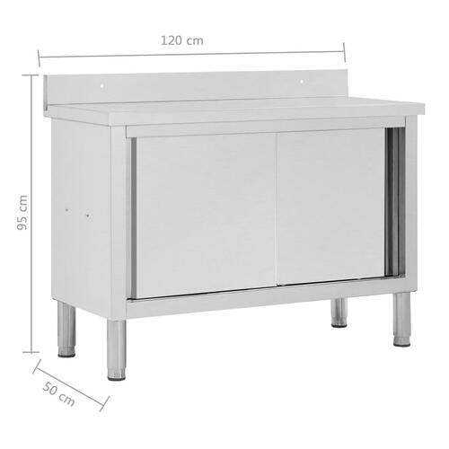 Arbejdsbord med skydelåger 120x50x(95-97) cm rustfrit stål