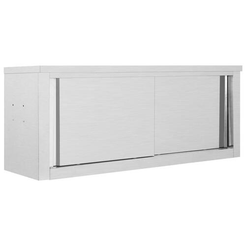 Køkkenskab m. skydelåge væghængt 120 x 40 x 50 cm rustfrit stål