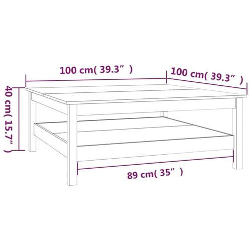 Sofabord 100x100x40 cm massivt fyrretræ hvid