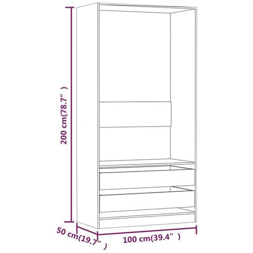 Klædeskab 100x50x200 cm konstrueret træ brun egetræsfarve