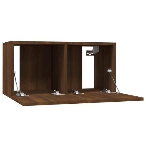 Væghængt tv-bord 60x30x30 cm konstrueret træ brun egetræ