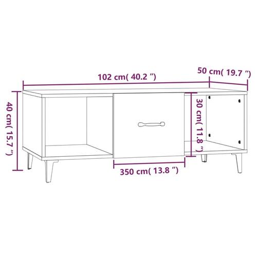 Sofabord 102x50x40 cm konstrueret træ brun egetræsfarve