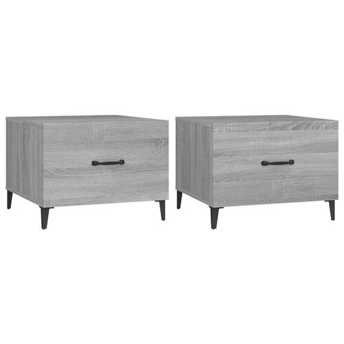Sofaborde med metalben 2 stk. 50x50x40 cm grå sonoma-eg