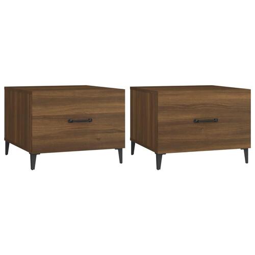 Sofaborde med metalben 2 stk. 50x50x40 cm brun egetræsfarve