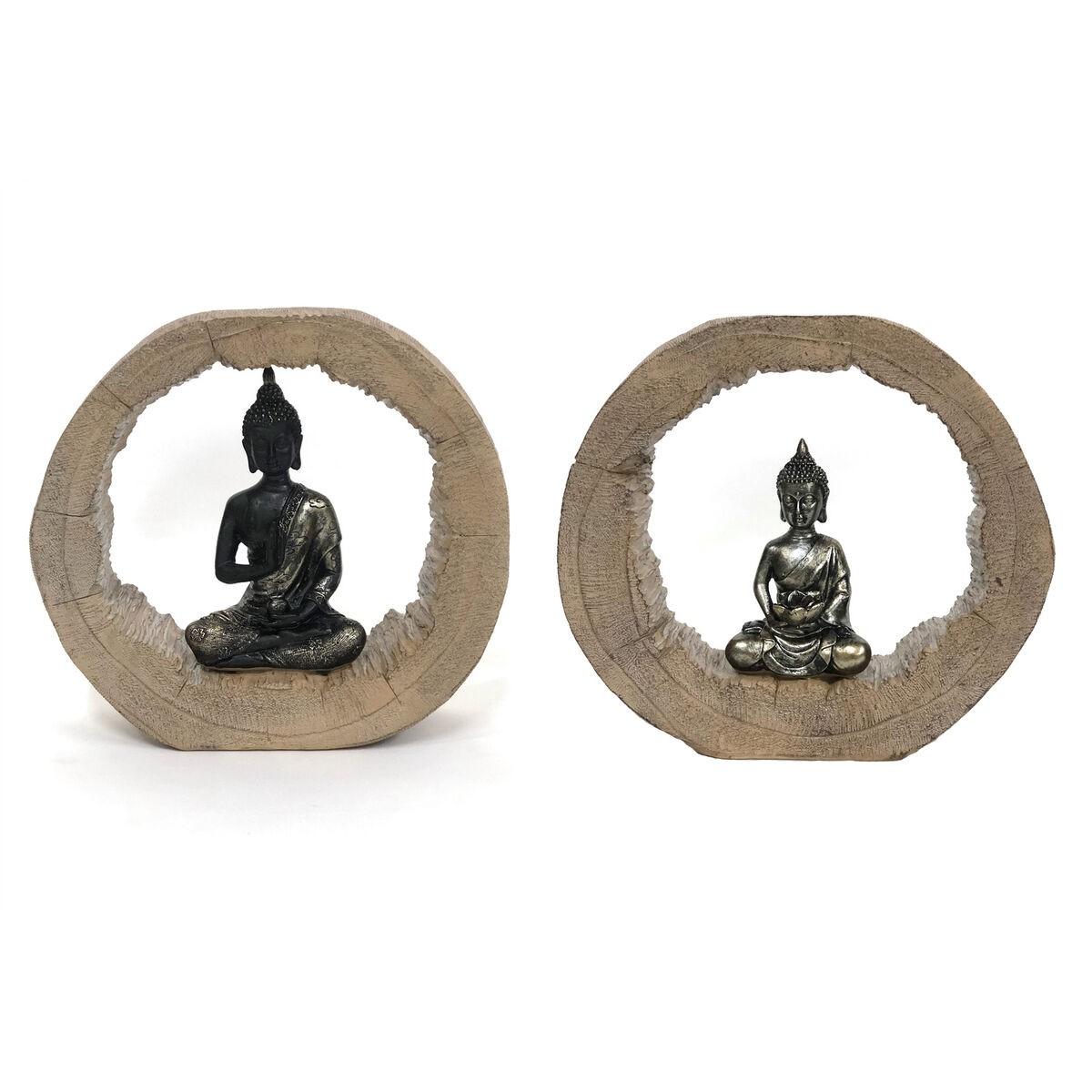 Dekorativ Buddha figur, sort/natur, 20,5 × 6 × 18,5 cm (2 stk)