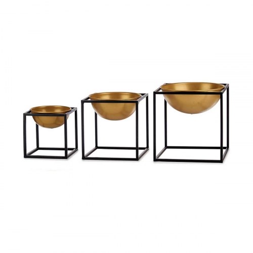 Dekorative skåle på stativ - sort/guld, 3 dele