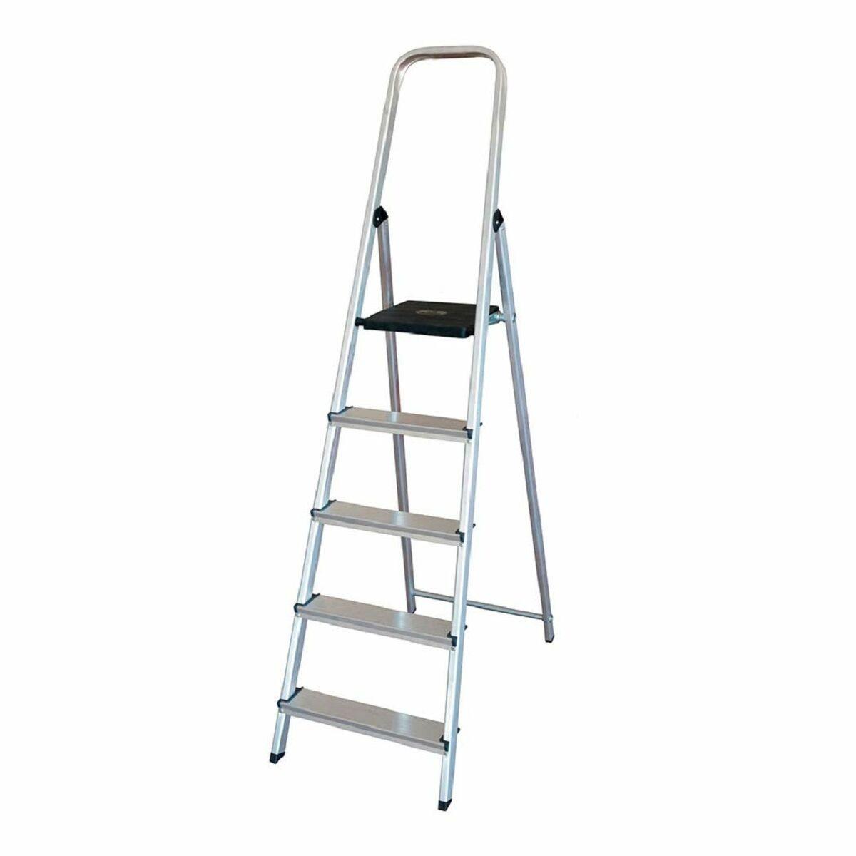 EDM Product sammenfoldelig trappestige i aluminium - 5 trin (45 × 10,5 × 172 cm)