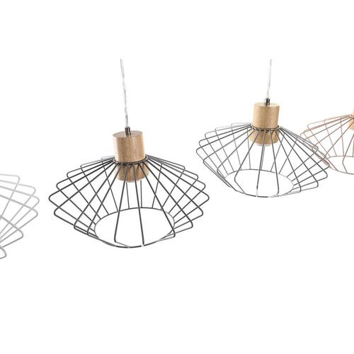 Loftslampe 34 x 34 x 21 cm Sølvfarvet Sort Grå Pink Metal Hvid 50 W 60 W Fyrretræ