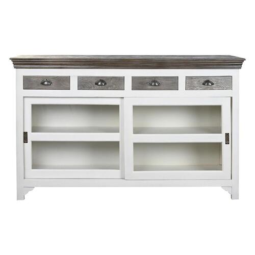 Skænk 165 x 45,7 x 105,4 cm Krystal Grå Hvid Mørkebrun Mangotræ