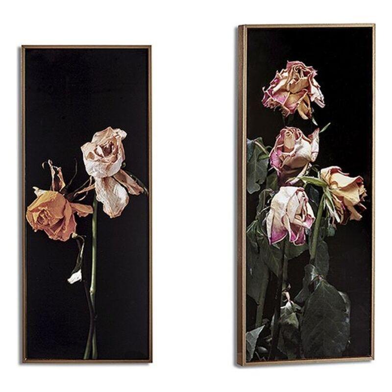 Vægdekoration - maleri i sort/guld, Cvetlice, 21,2 × 51,2 cm billede