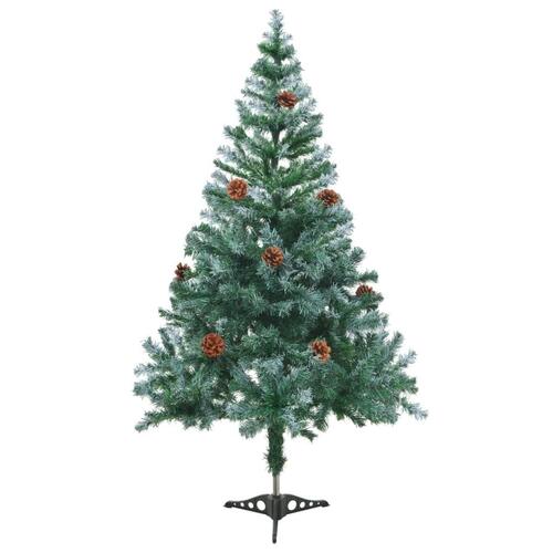 Juletræ med frost og grankogler 150 cm