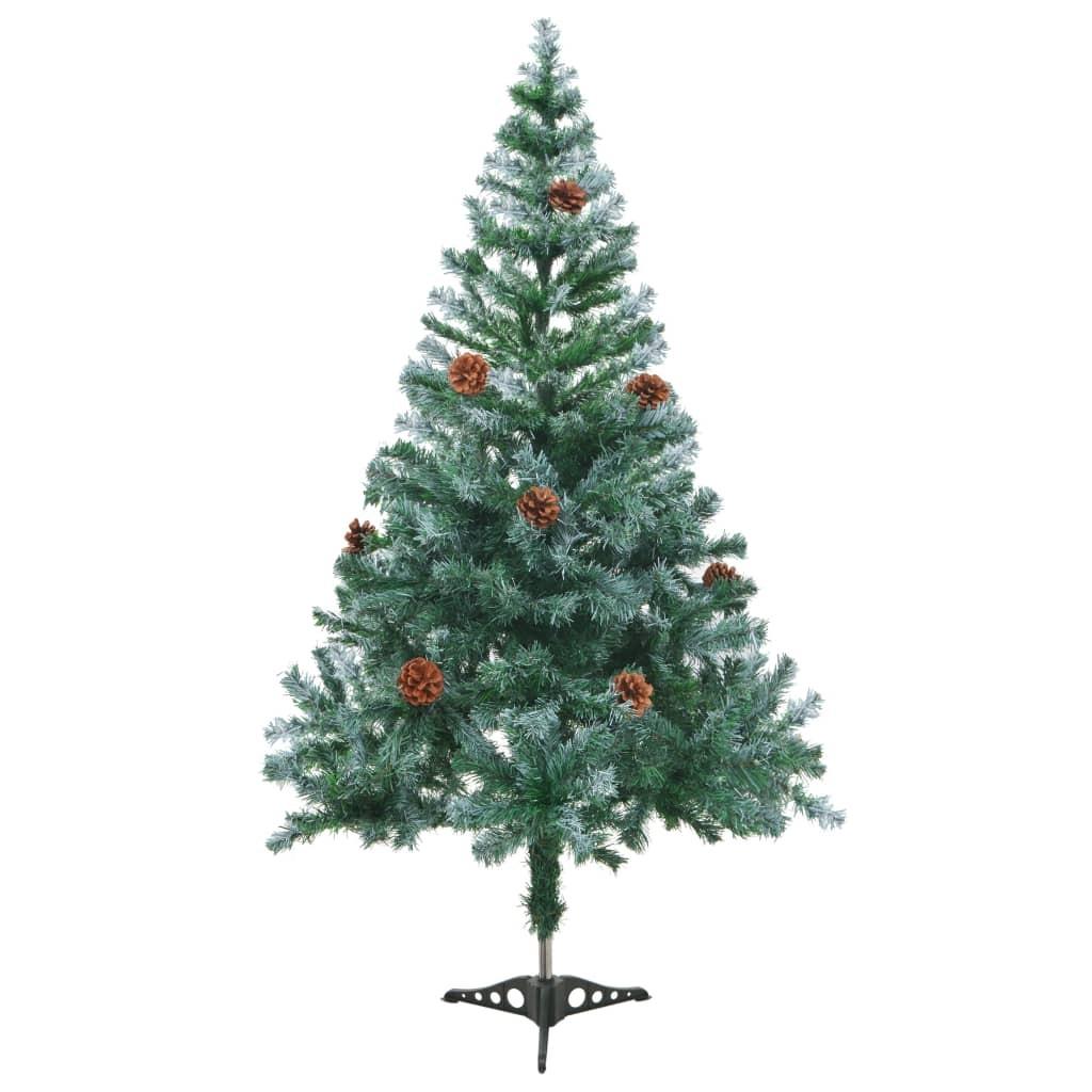 Juletræ med frost og grankogler 150 cm