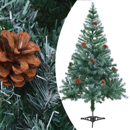 Juletræ med frost og grankogler 150 cm