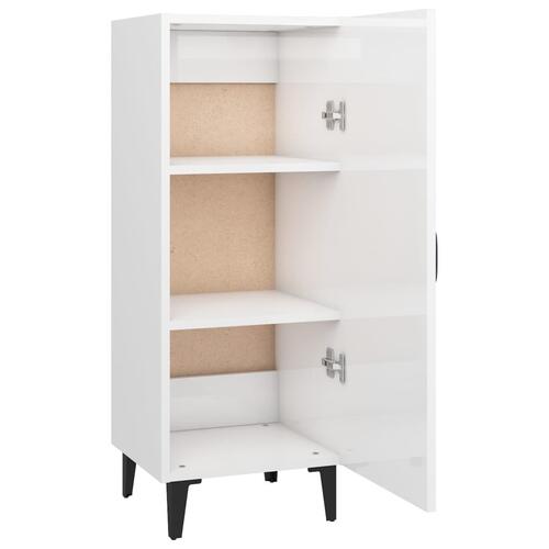 Skænk 34,5x34x90 cm konstrueret træ hvid højglans