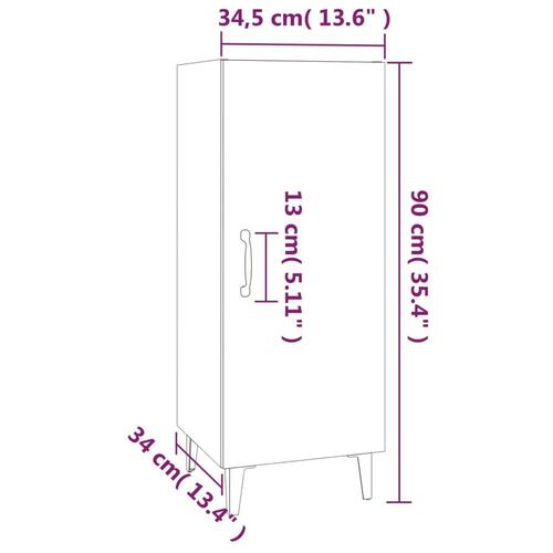 Skænk 34,5x34x90 cm konstrueret træ hvid højglans