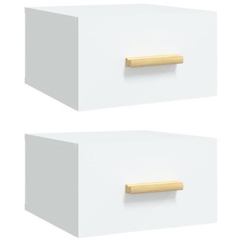 Væghængte sengeborde 2 stk. 35x35x20 cm hvid