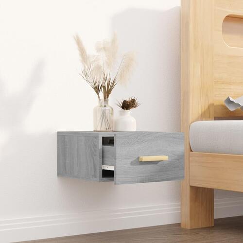 Væghængt sengebord 35x35x20 cm grå sonoma-eg