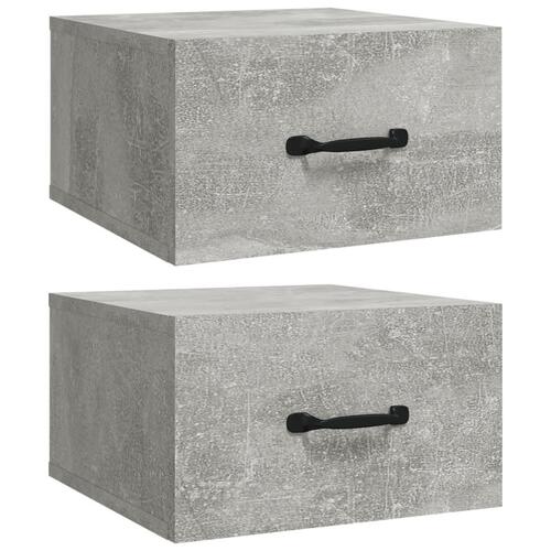 Væghængte sengeborde 2 stk. 35x35x20 cm betongrå