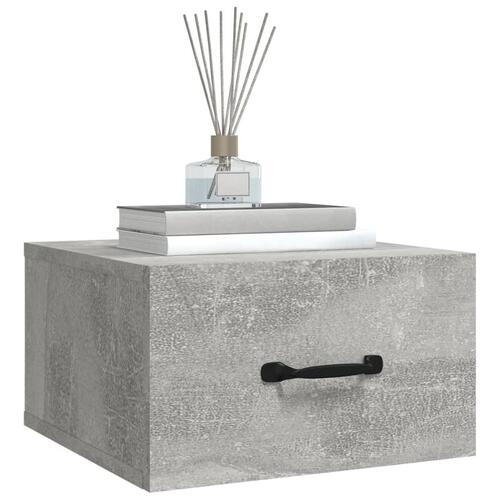Væghængte sengeborde 2 stk. 35x35x20 cm betongrå