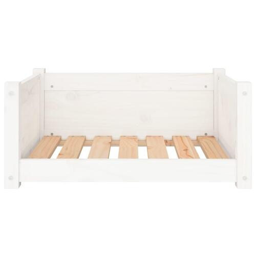 Hundeseng 65,5x50,5x28 cm massivt fyrretræ hvid