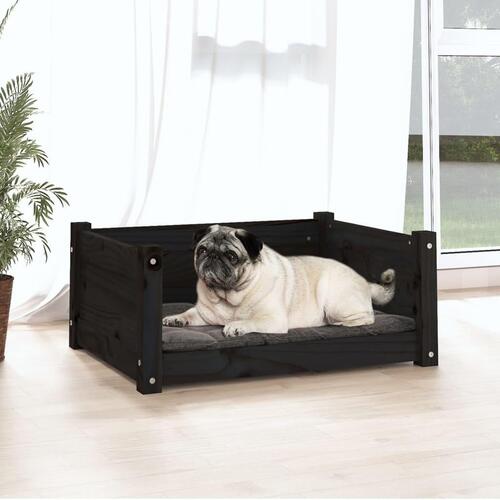 Hundeseng 65,5x50,5x28 cm massivt fyrretræ sort