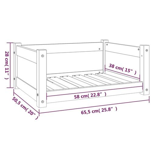 Hundeseng 65,5x50,5x28 cm massivt fyrretræ sort