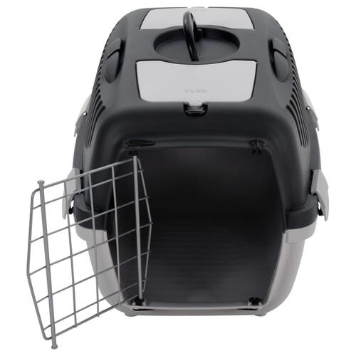 Transportbur til kæledyr 55x36x35 cm PP grå og sort