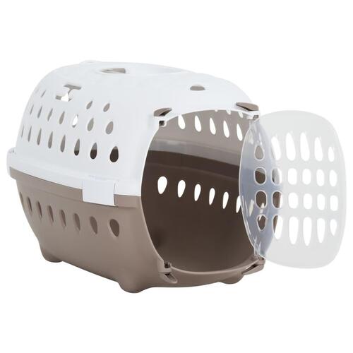Transportbur til kæledyr 50x34,5x32 cm PP hvid og brun