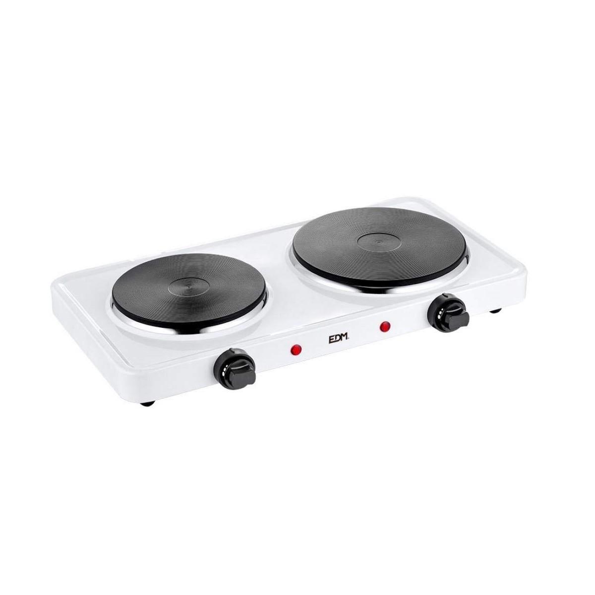 EDM Product campingkomfur med 2 kogeplader - 1.500 W, hvid