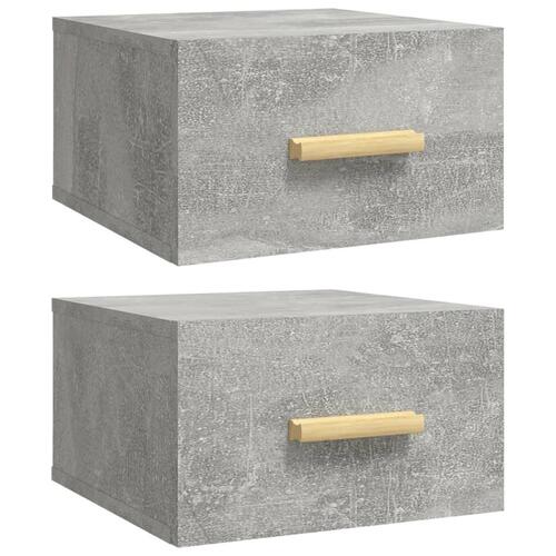Væghængte sengeborde 2 stk. 35x35x20 cm betongrå