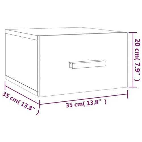 Væghængte sengeborde 2 stk. 35x35x20 cm betongrå