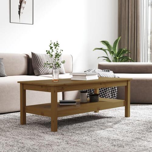 Sofabord 110x50x40 cm massivt fyrretræ gyldenbrun