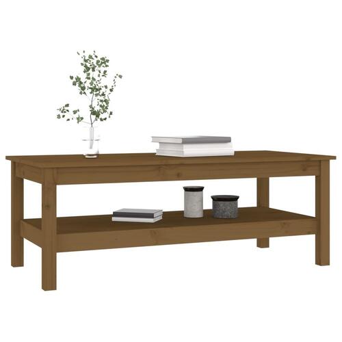 Sofabord 110x50x40 cm massivt fyrretræ gyldenbrun