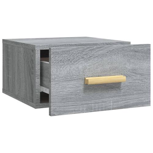 Væghængte sengeborde 2 stk. 35x35x20 cm grå sonoma-eg