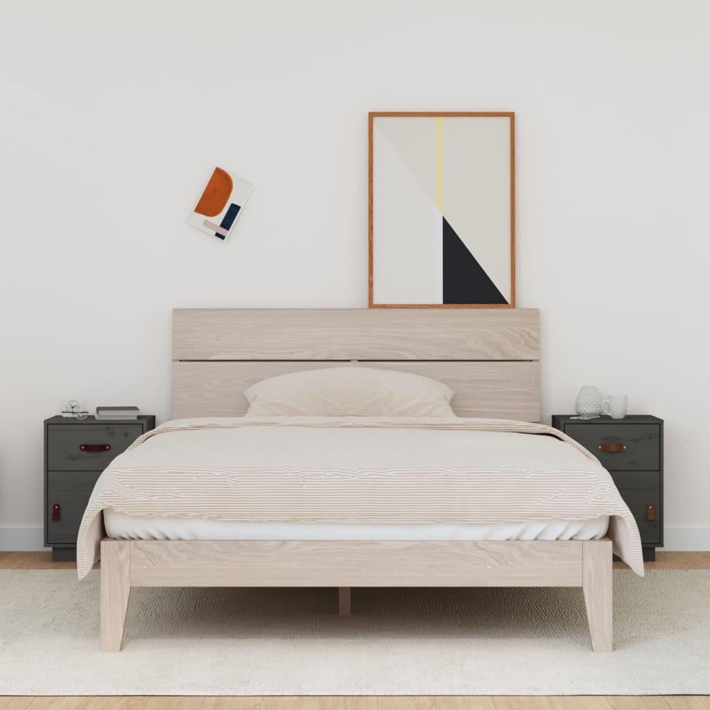 Sengeborde 2 stk. 40x34x55 cm massivt fyrretræ grå
