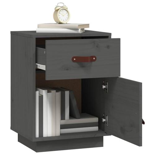 Sengeborde 2 stk. 40x34x55 cm massivt fyrretræ grå