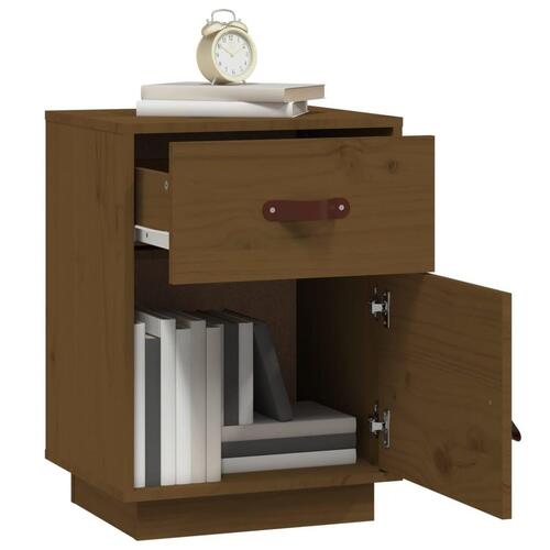 Sengeborde 2 stk. 40x34x55 cm massivt fyrretræ gyldenbrun