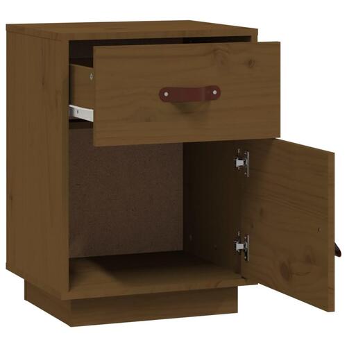 Sengeborde 2 stk. 40x34x55 cm massivt fyrretræ gyldenbrun