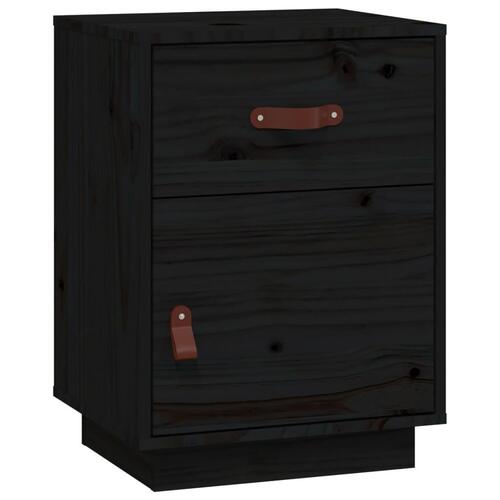 Sengeborde 2 stk. 40x34x55 cm massivt fyrretræ sort
