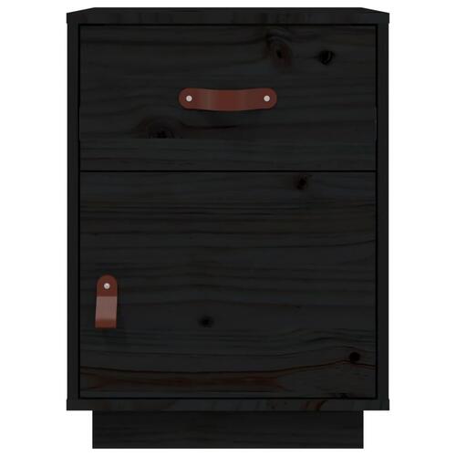 Sengeborde 2 stk. 40x34x55 cm massivt fyrretræ sort