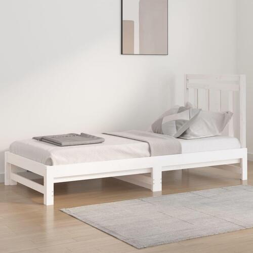 Daybed med udtræk 2x(90x200) cm massivt fyrretræ hvid