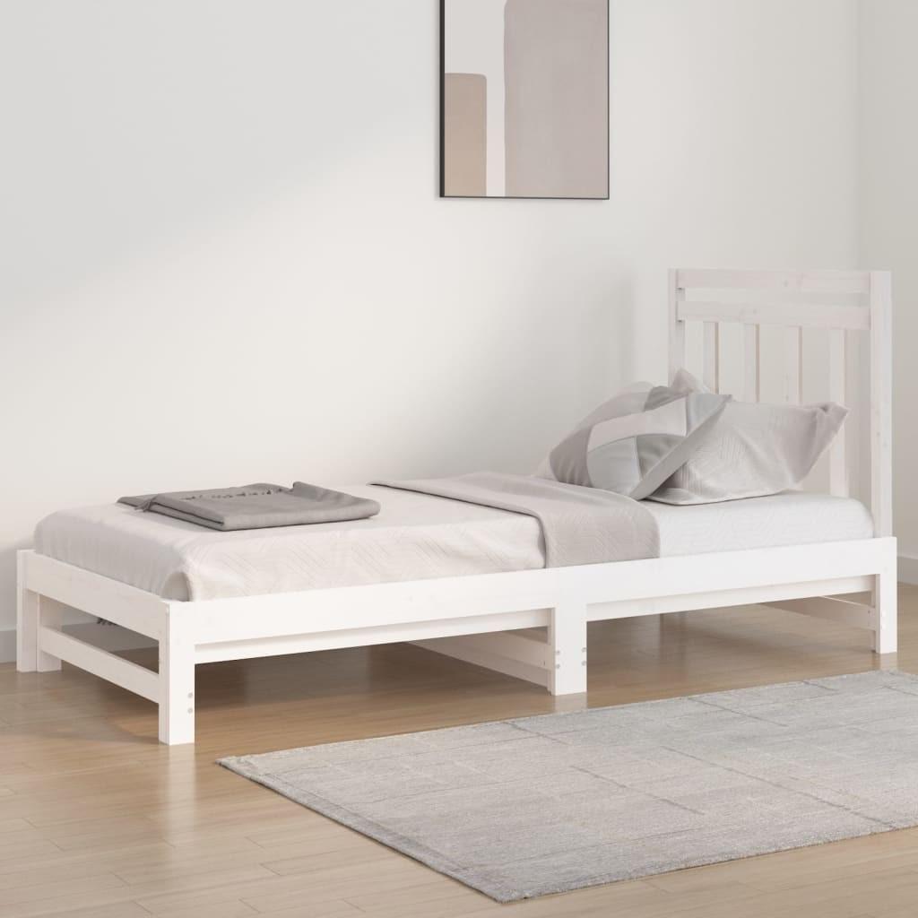 Daybed med udtræk 2x(90x200) cm massivt fyrretræ hvid