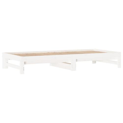 Daybed med udtræk 2x(90x200) cm massivt fyrretræ hvid