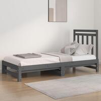 Daybed med udtræk 2x(90x200) cm massivt fyrretræ grå