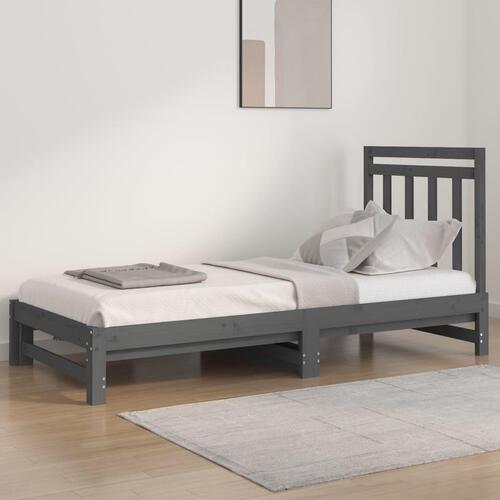Daybed med udtræk 2x(90x200) cm massivt fyrretræ grå