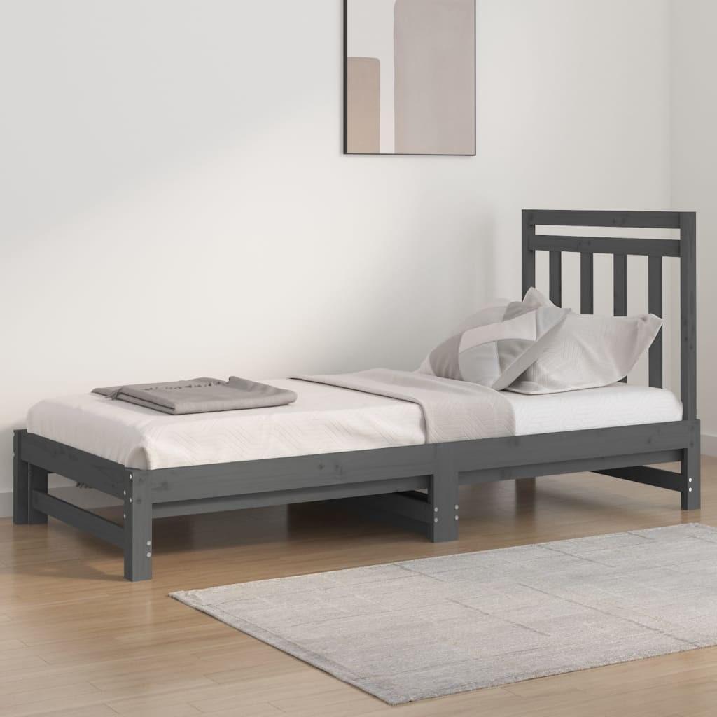 Daybed med udtræk 2x(90x200) cm massivt fyrretræ grå