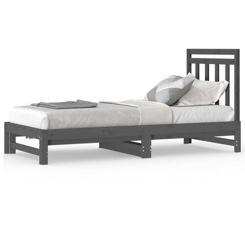 Daybed med udtræk 2x(90x200) cm massivt fyrretræ grå