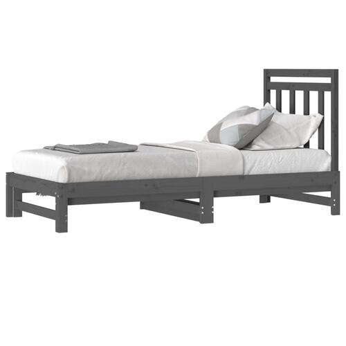 Daybed med udtræk 2x(90x200) cm massivt fyrretræ grå