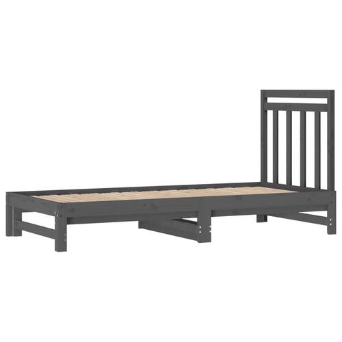 Daybed med udtræk 2x(90x200) cm massivt fyrretræ grå