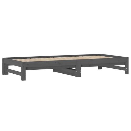 Daybed med udtræk 2x(90x200) cm massivt fyrretræ grå